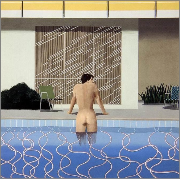 Peter sortant de la piscine de Nick, 1966. Acrylique sur toile, 214 x 214